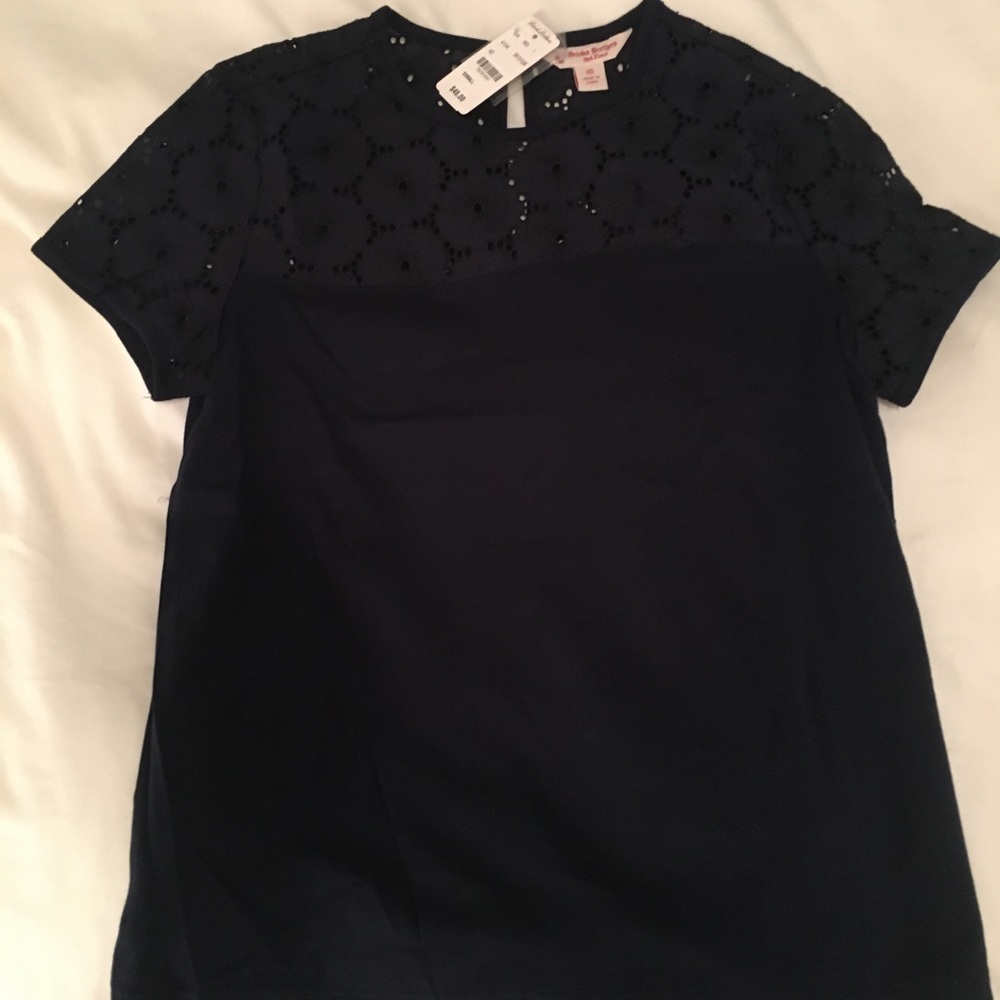 Brooks Brothers Navy Eyelet Yoke T-Shirt